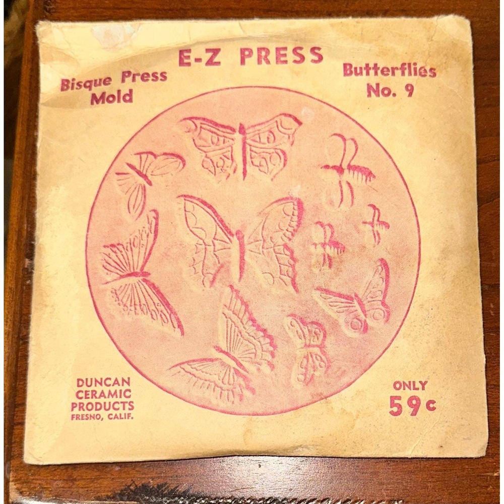 Vintage 1950's Duncan Bisque Mold EZ Press No. 9 Butterflies NEW - Picture 1 of 3